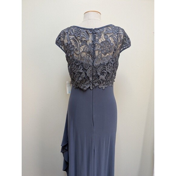 Patra Women’s Formal Gown Size 10 Steel Gray Lace Overlay Lace Maxi Dress - Picture 7 of 12